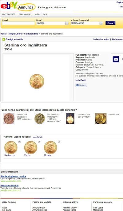 eBay Annunci - 12519122 Queen Elizabeth II Gold Sovereign eBay Auction Listing